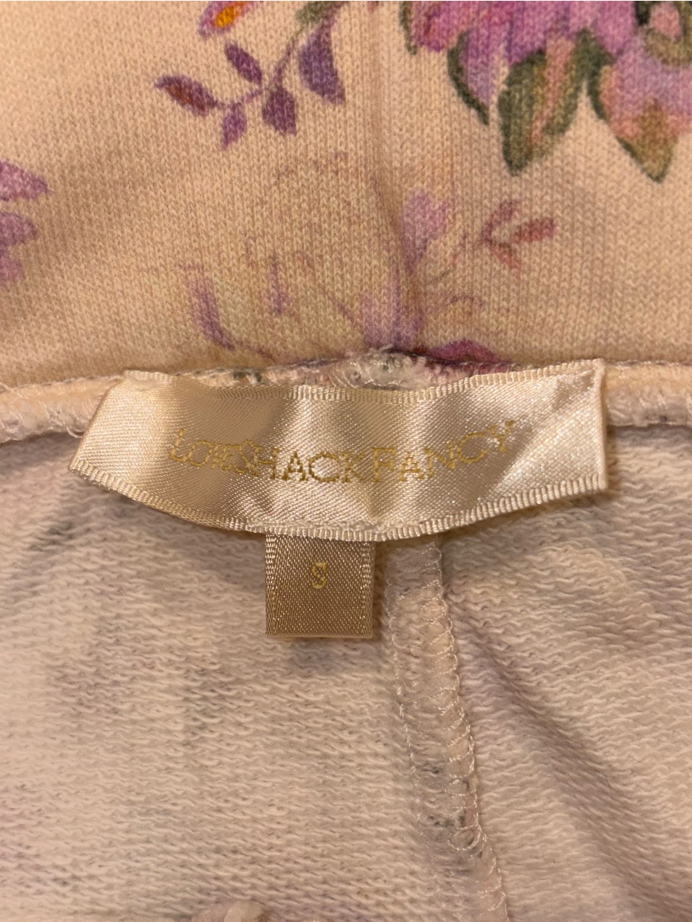 LoveShackFancy Renato Floral Print Shorts M Cotton Jersey Ultra Violet Clouds Sm - Picture 6 of 9